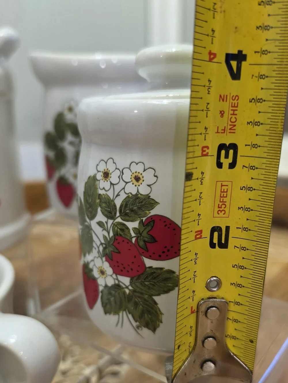 Vintage McCoy Pottery Strawberry Country 4pc Creamer Sugar Milk Jug Set 1970s
